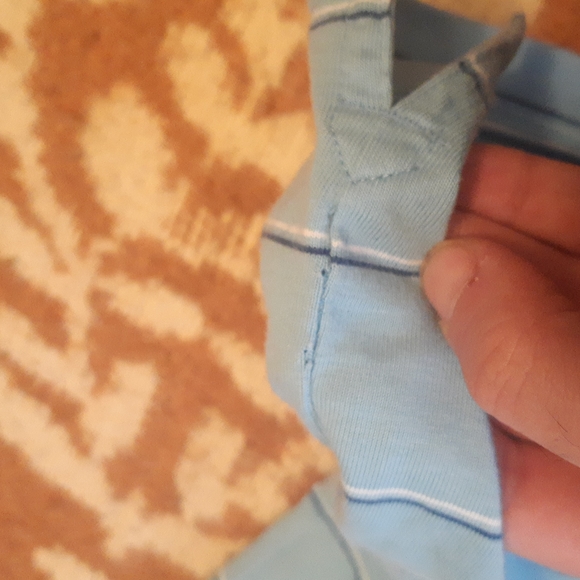 Vintage Nike Light/Sky and Navy Blue and White Stripped Polo/Golf Shirt - Picture 17 of 17